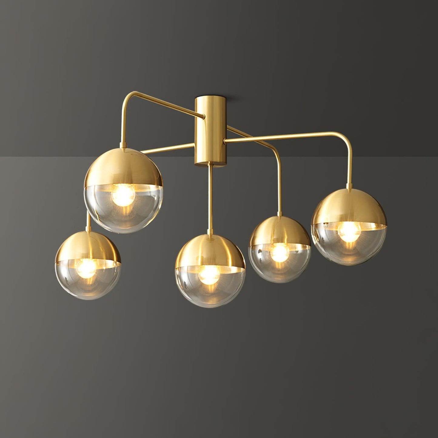 Brass Ceiling Lamp | Glass & Brass | Gold or Black Finish