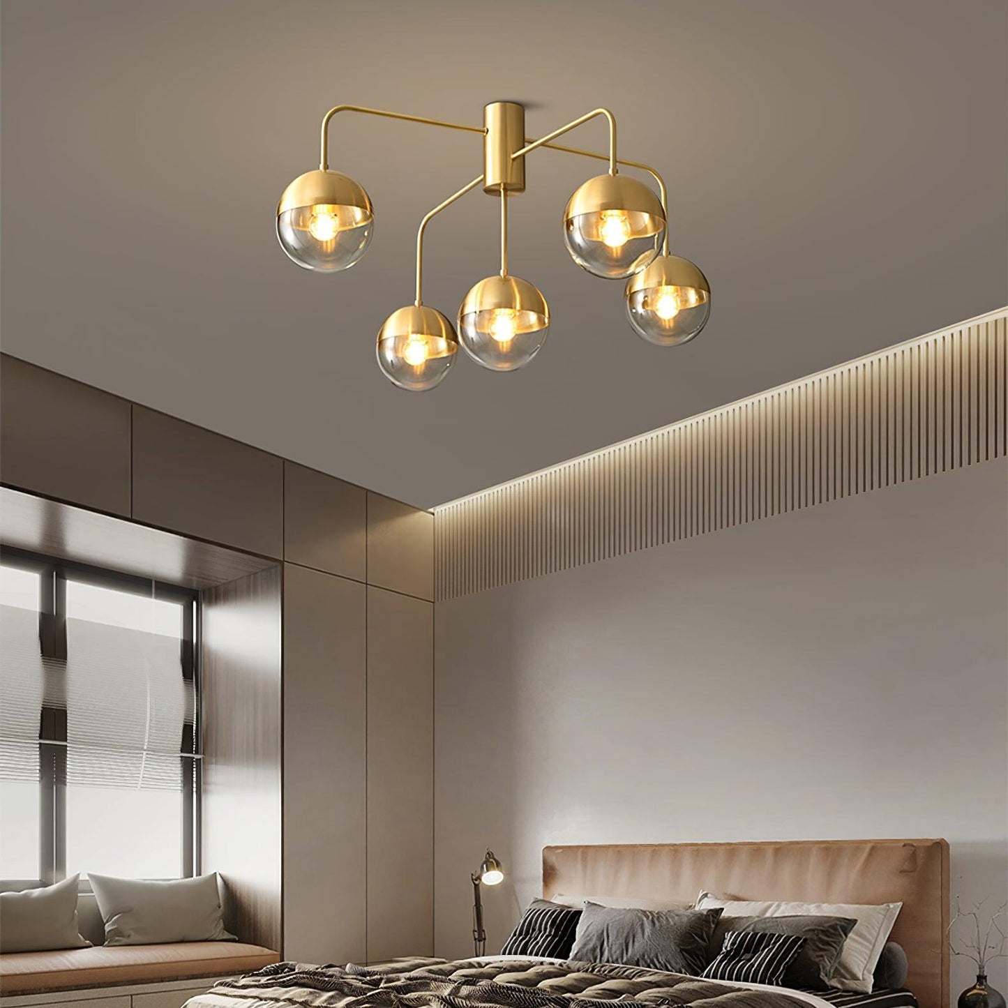 Brass Ceiling Lamp | Glass & Brass | Gold or Black Finish