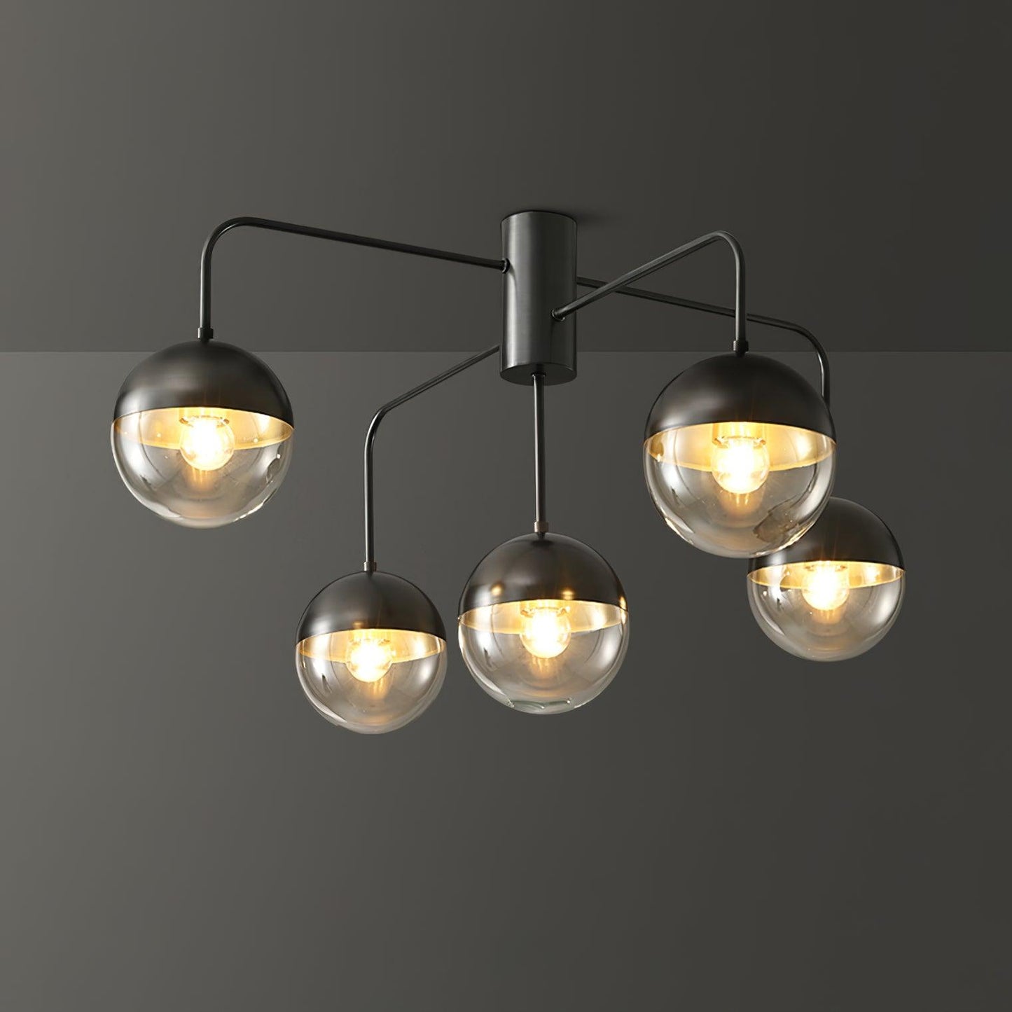 Brass Ceiling Lamp | Glass & Brass | Gold or Black Finish