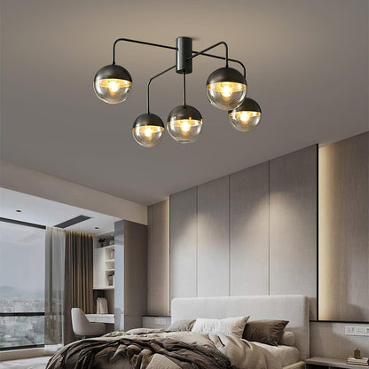 Brass Ceiling Lamp | Glass & Brass | Gold or Black Finish