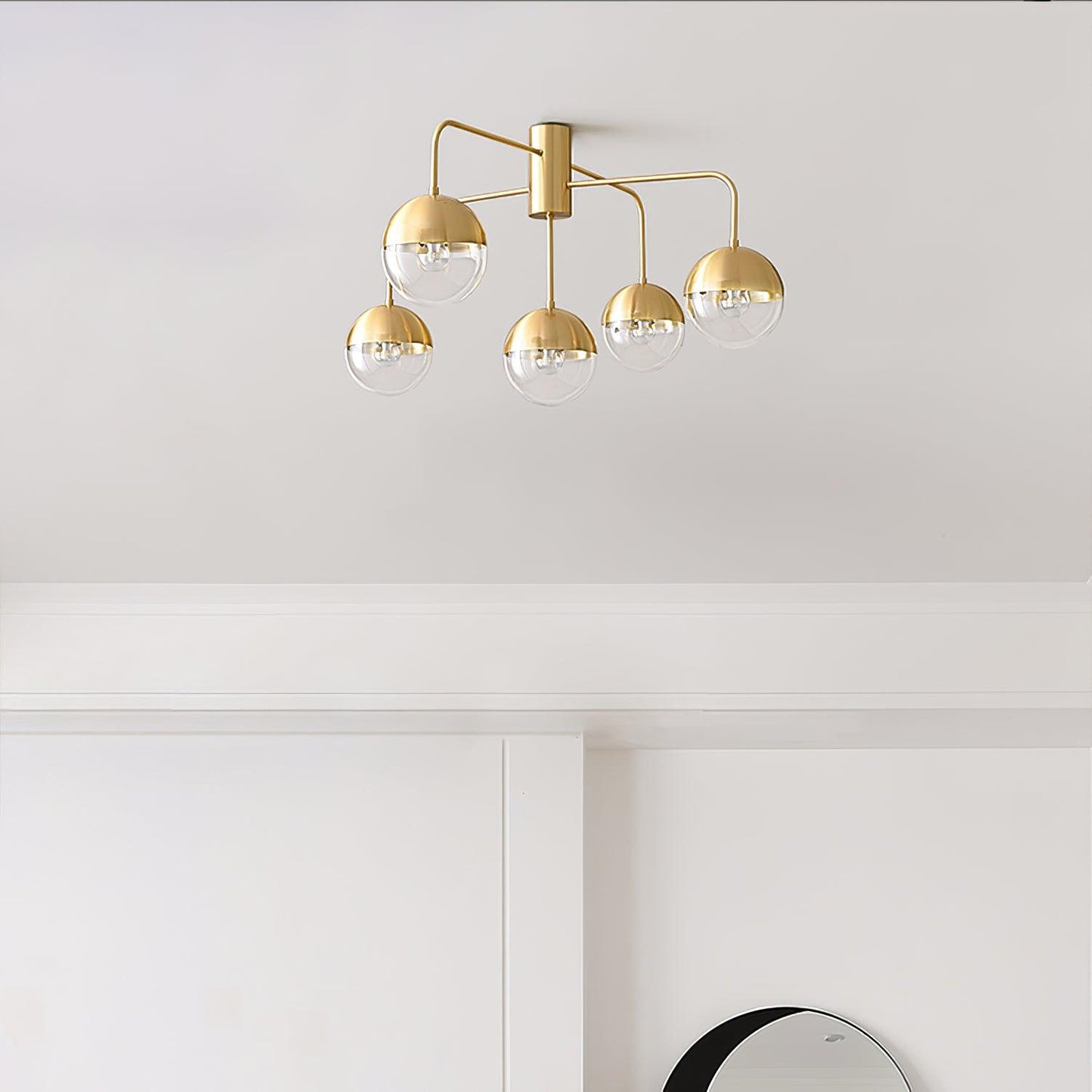 Brass Ceiling Lamp | Glass & Brass | Gold or Black Finish