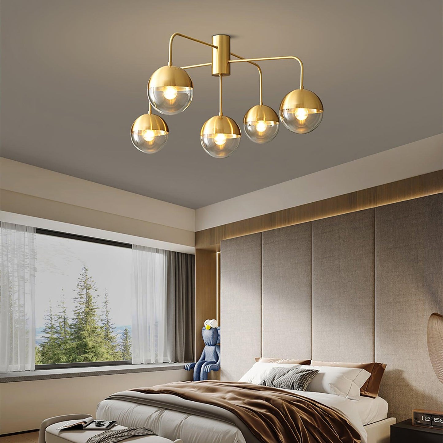 Brass Ceiling Lamp | Glass & Brass | Gold or Black Finish