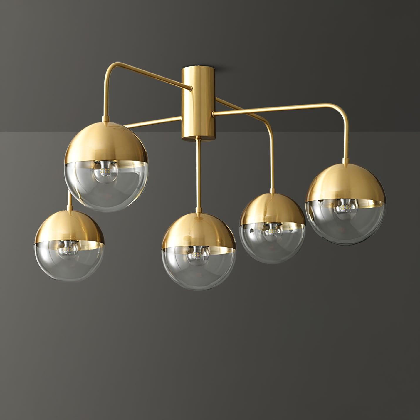 Brass Ceiling Lamp | Glass & Brass | Gold or Black Finish