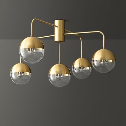 Brass Ceiling Lamp | Glass & Brass | Gold or Black Finish