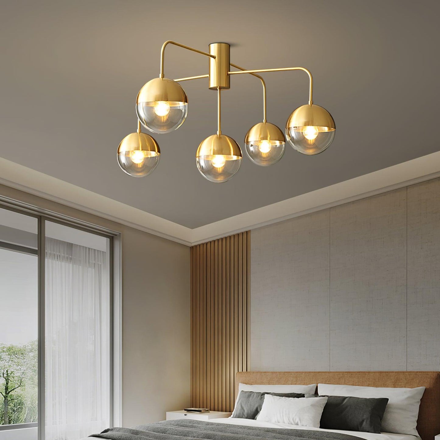 Brass Ceiling Lamp | Glass & Brass | Gold or Black Finish