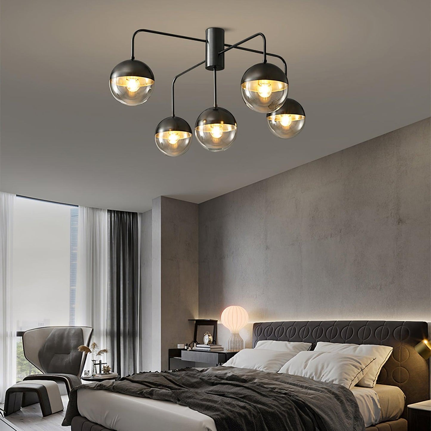 Brass Ceiling Lamp | Glass & Brass | Gold or Black Finish