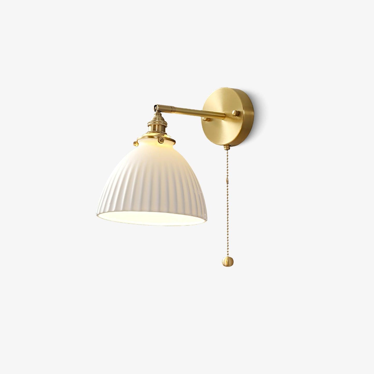 Brass Wall Lamp | Ceramic Pleated | Set of 2