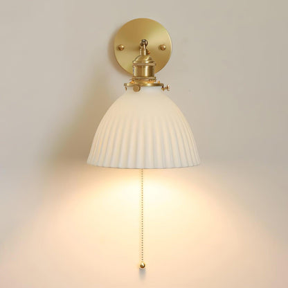 Brass Wall Lamp | Ceramic Pleated | Set of 2
