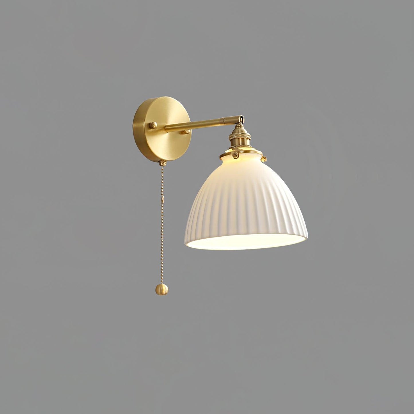 Brass Wall Lamp | Ceramic Pleated | Set of 2