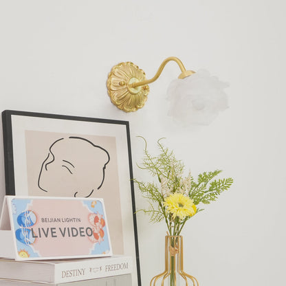 Brass Rose Wall Light Set | Elegant Brass & Glass Design | Set of 2