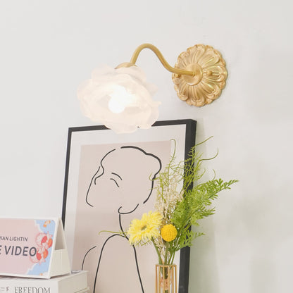 Brass Rose Wall Light Set | Elegant Brass & Glass Design | Set of 2