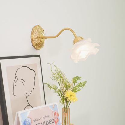 Brass Rose Wall Light Set | Elegant Brass & Glass Design | Set of 2