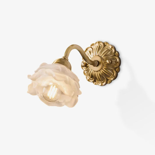 Brass Rose Wall Light Set | Elegant Brass & Glass Design | Set of 2