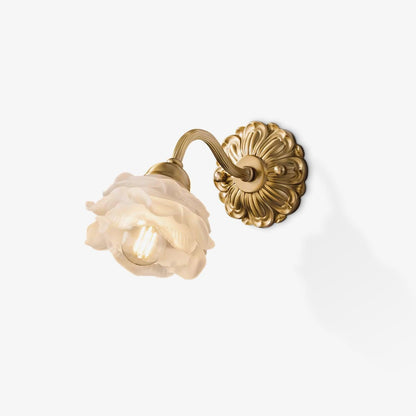 Brass Rose Wall Light Set | Elegant Brass & Glass Design | Set of 2