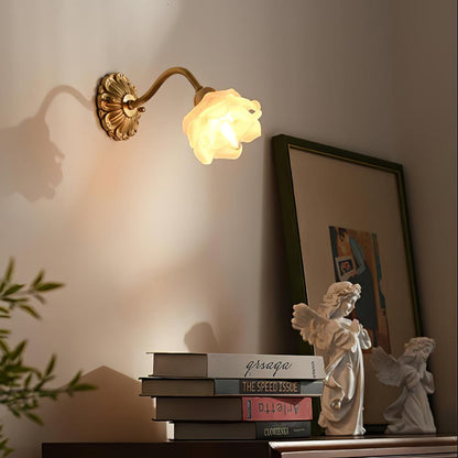 Brass Rose Wall Light Set | Elegant Brass & Glass Design | Set of 2
