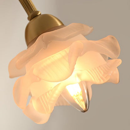 Brass Rose Wall Light Set | Elegant Brass & Glass Design | Set of 2