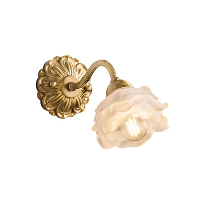 Brass Rose Wall Light Set | Elegant Brass & Glass Design | Set of 2