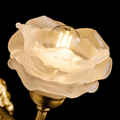 Brass Rose Wall Light Set | Elegant Brass & Glass Design | Set of 2