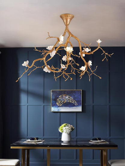 Tree Branches Ceiling Lamp | Pure Copper & Ceramic | 120cm Diameter