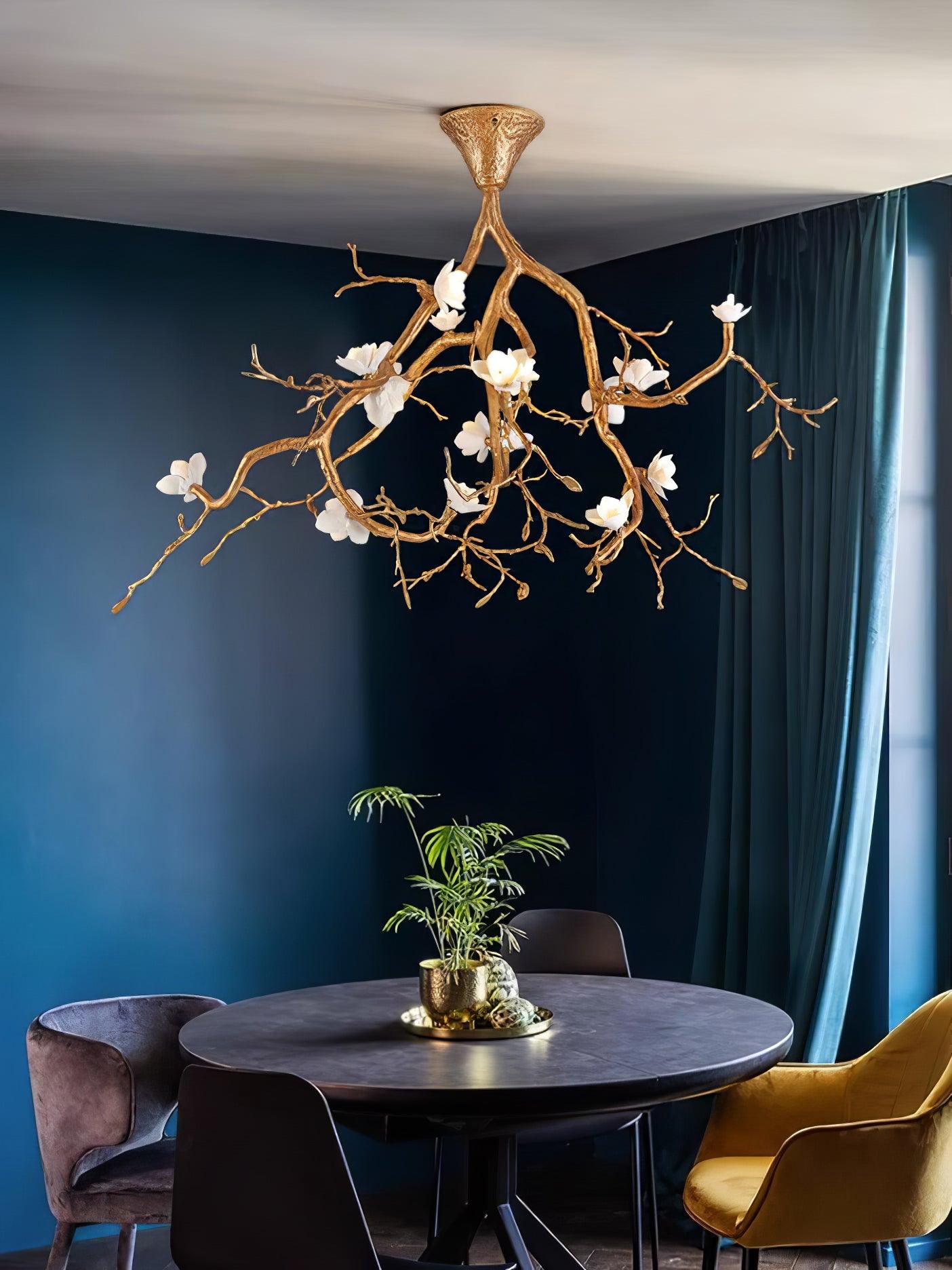 Tree Branches Ceiling Lamp | Pure Copper & Ceramic | 120cm Diameter