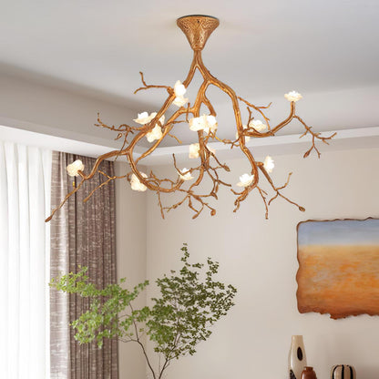 Tree Branches Ceiling Lamp | Pure Copper & Ceramic | 120cm Diameter