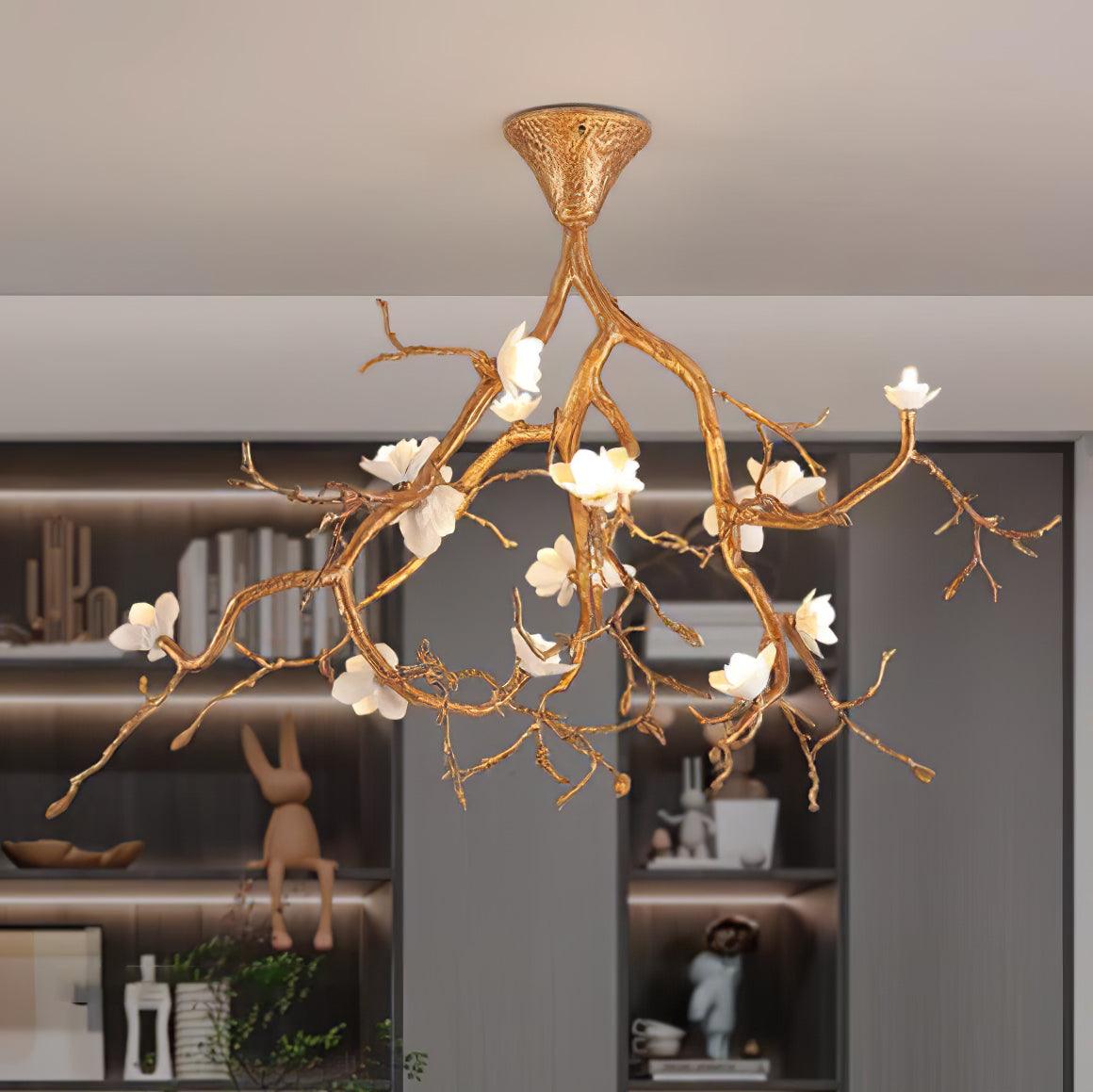Tree Branches Ceiling Lamp | Pure Copper & Ceramic | 120cm Diameter