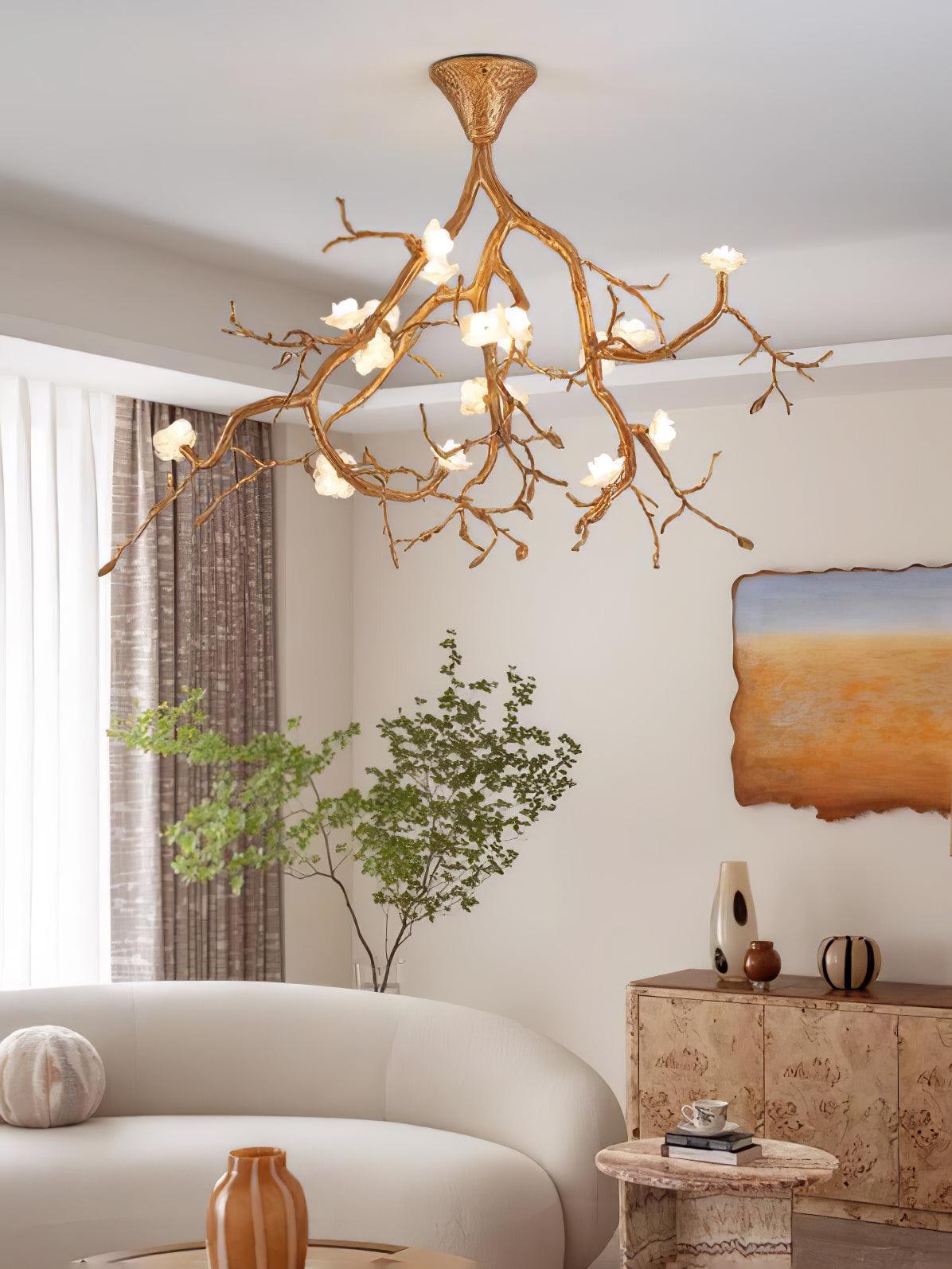 Tree Branches Ceiling Lamp | Pure Copper & Ceramic | 120cm Diameter