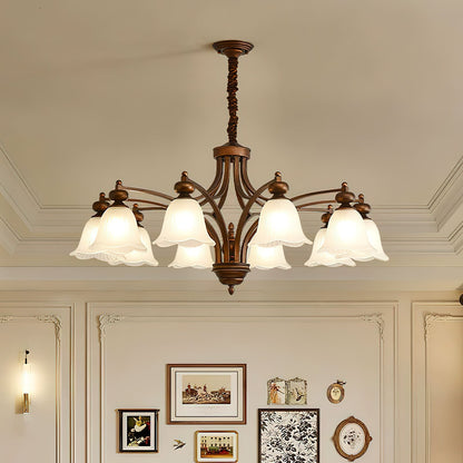 Bellrose Chandelier | Metal & Frosted Glass | Reddish Brown, 3-10 Lights