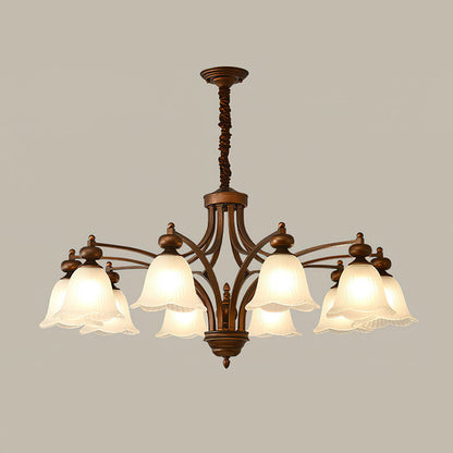 Bellrose Chandelier | Metal & Frosted Glass | Reddish Brown, 3-10 Lights