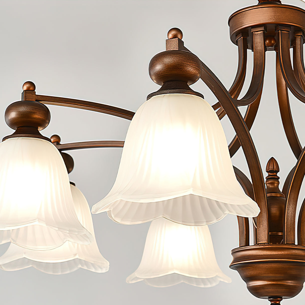 Bellrose Chandelier | Metal & Frosted Glass | Reddish Brown, 3-10 Lights