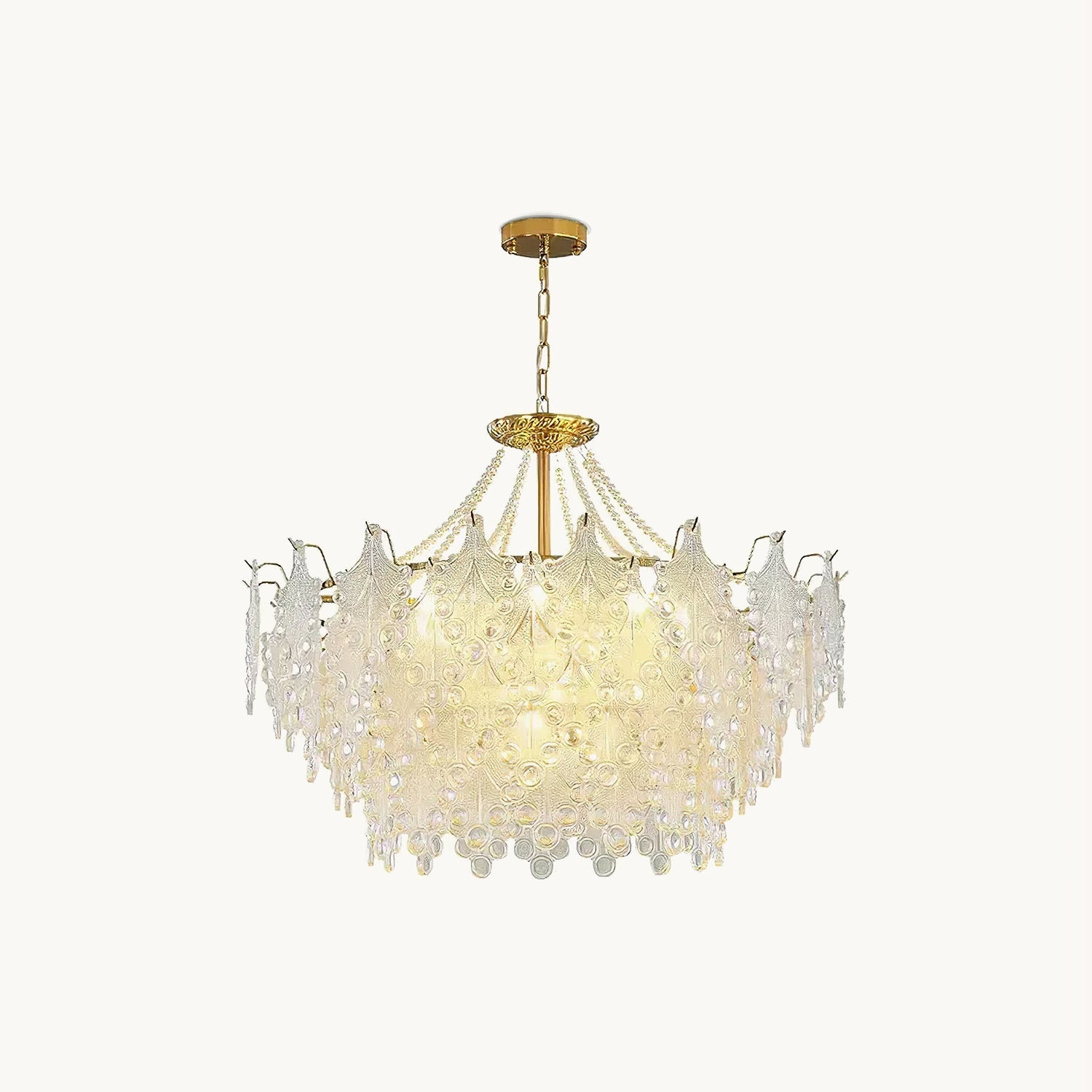 Glass Chandelier | Bronze Carved Midcentury Design | 3-Tier, 5-Tier, Rectangle Options