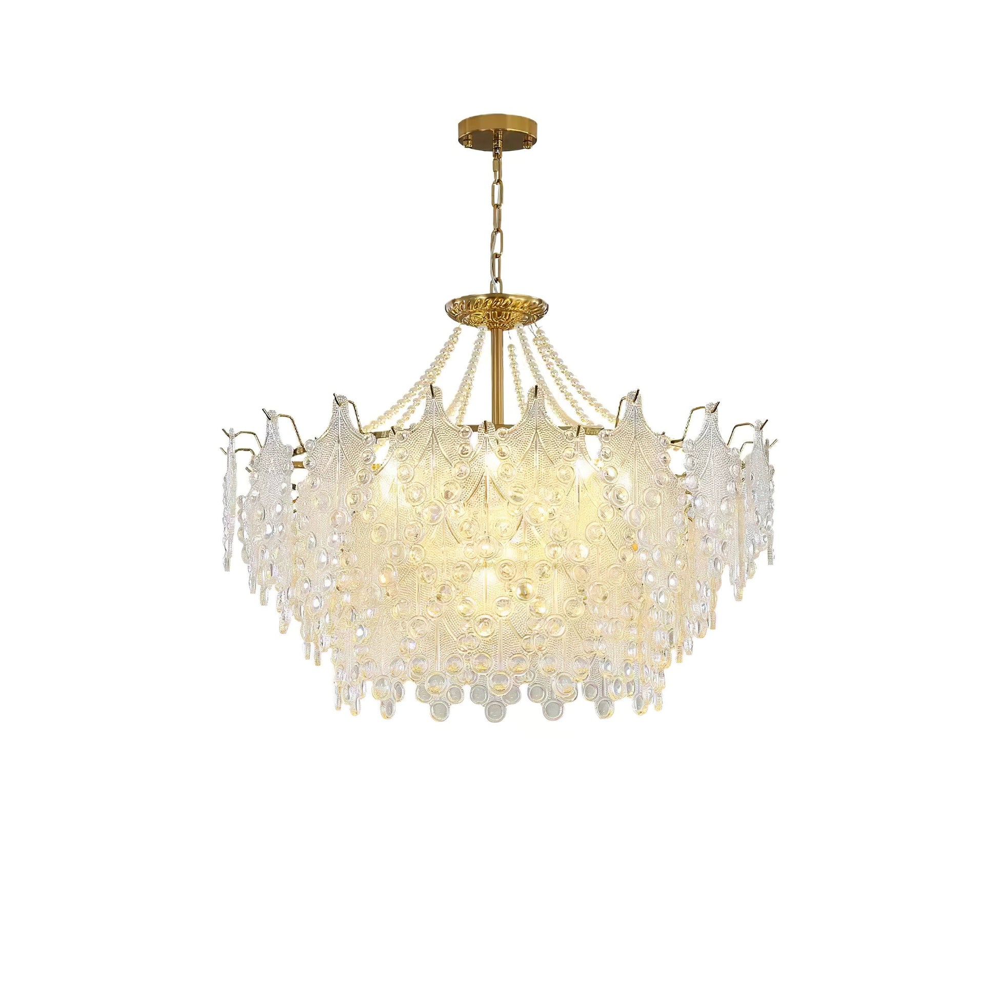Glass Chandelier | Bronze Carved Midcentury Design | 3-Tier, 5-Tier, Rectangle Options