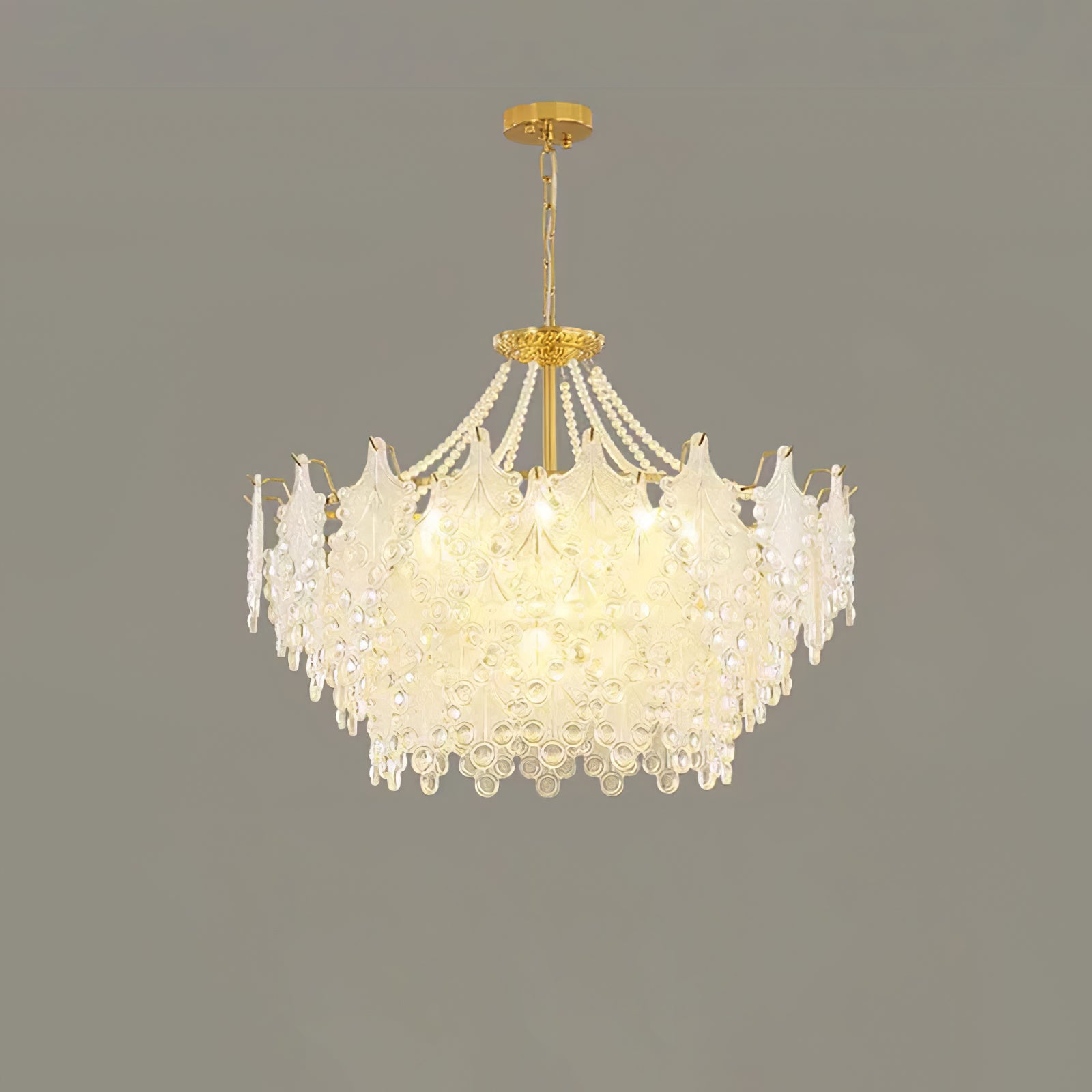 Glass Chandelier | Bronze Carved Midcentury Design | 3-Tier, 5-Tier, Rectangle Options