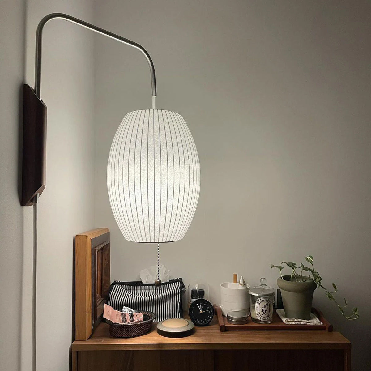 Nelson Wall Sconce | White Polymer & Walnut | Midcentury Design