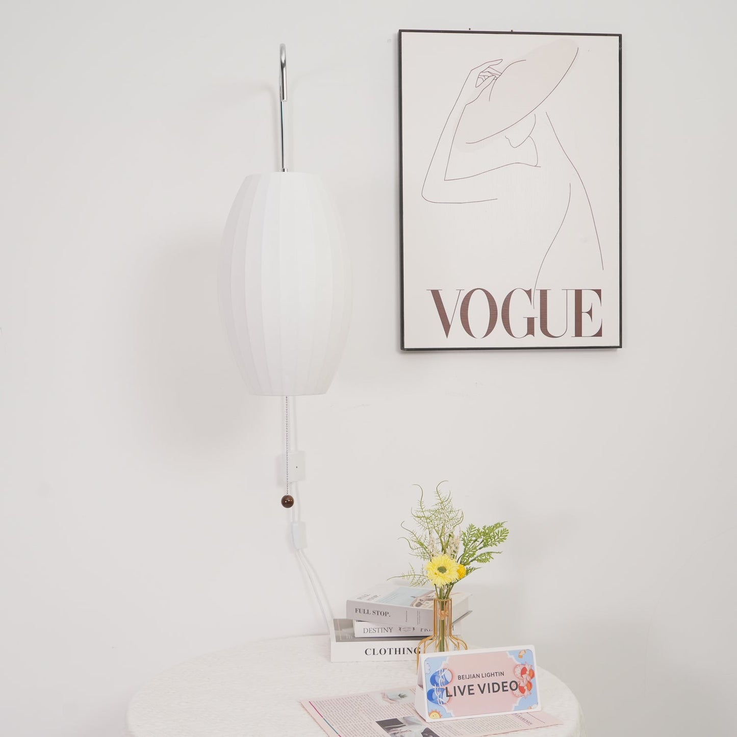 Nelson Wall Sconce | White Polymer & Walnut | Midcentury Design