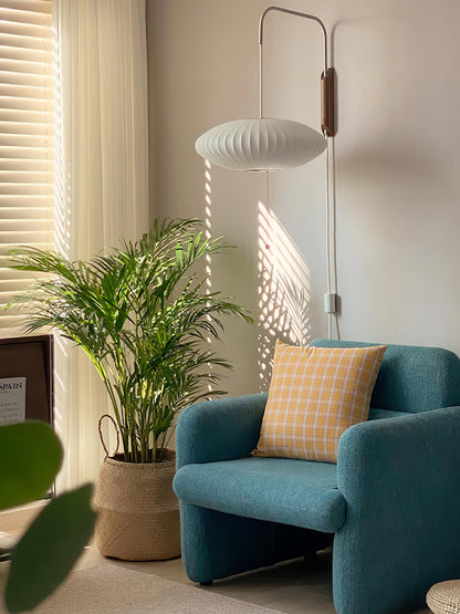 Nelson Wall Sconce | White Polymer & Walnut | Midcentury Design