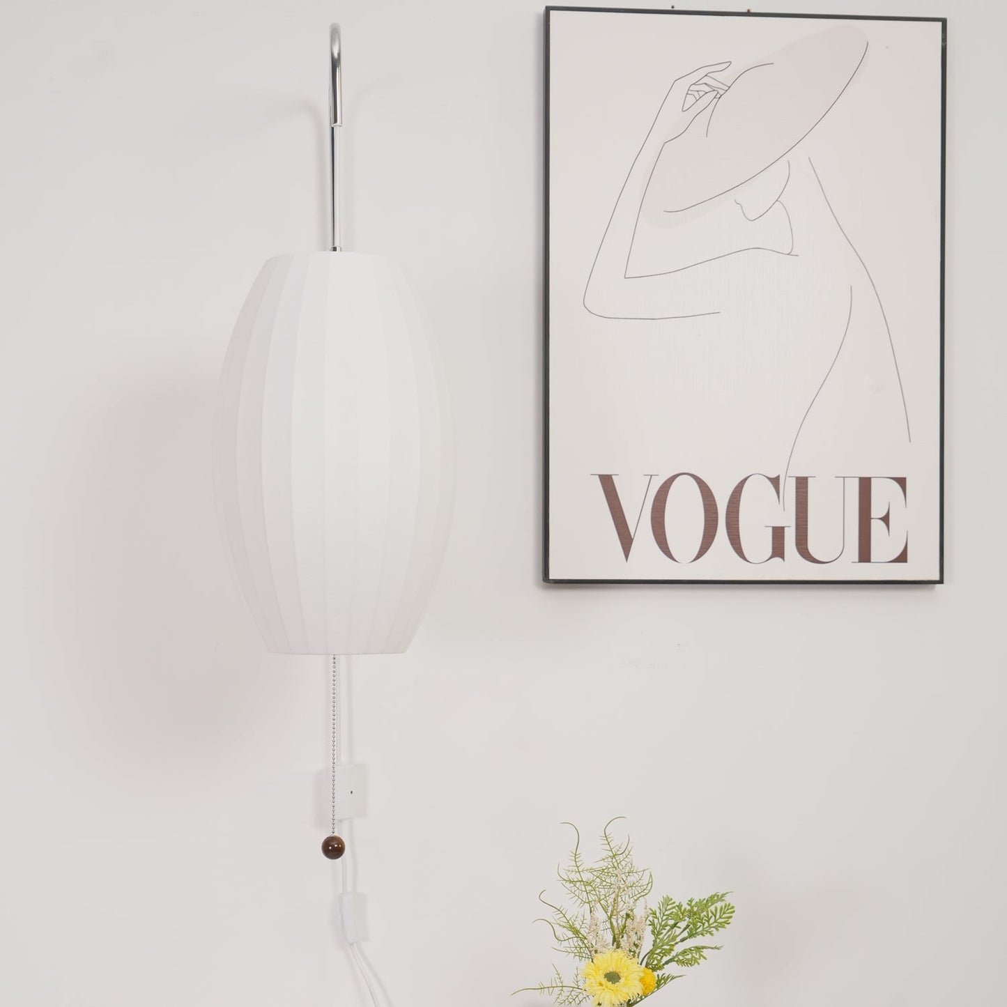 Nelson Wall Sconce | White Polymer & Walnut | Midcentury Design