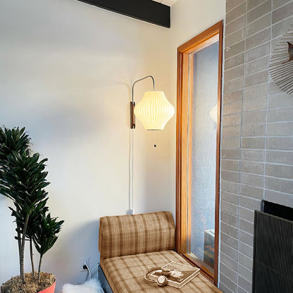 Nelson Wall Sconce | White Polymer & Walnut | Midcentury Design