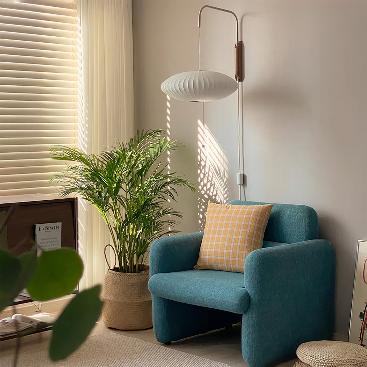 Nelson Wall Sconce | White Polymer & Walnut | Midcentury Design