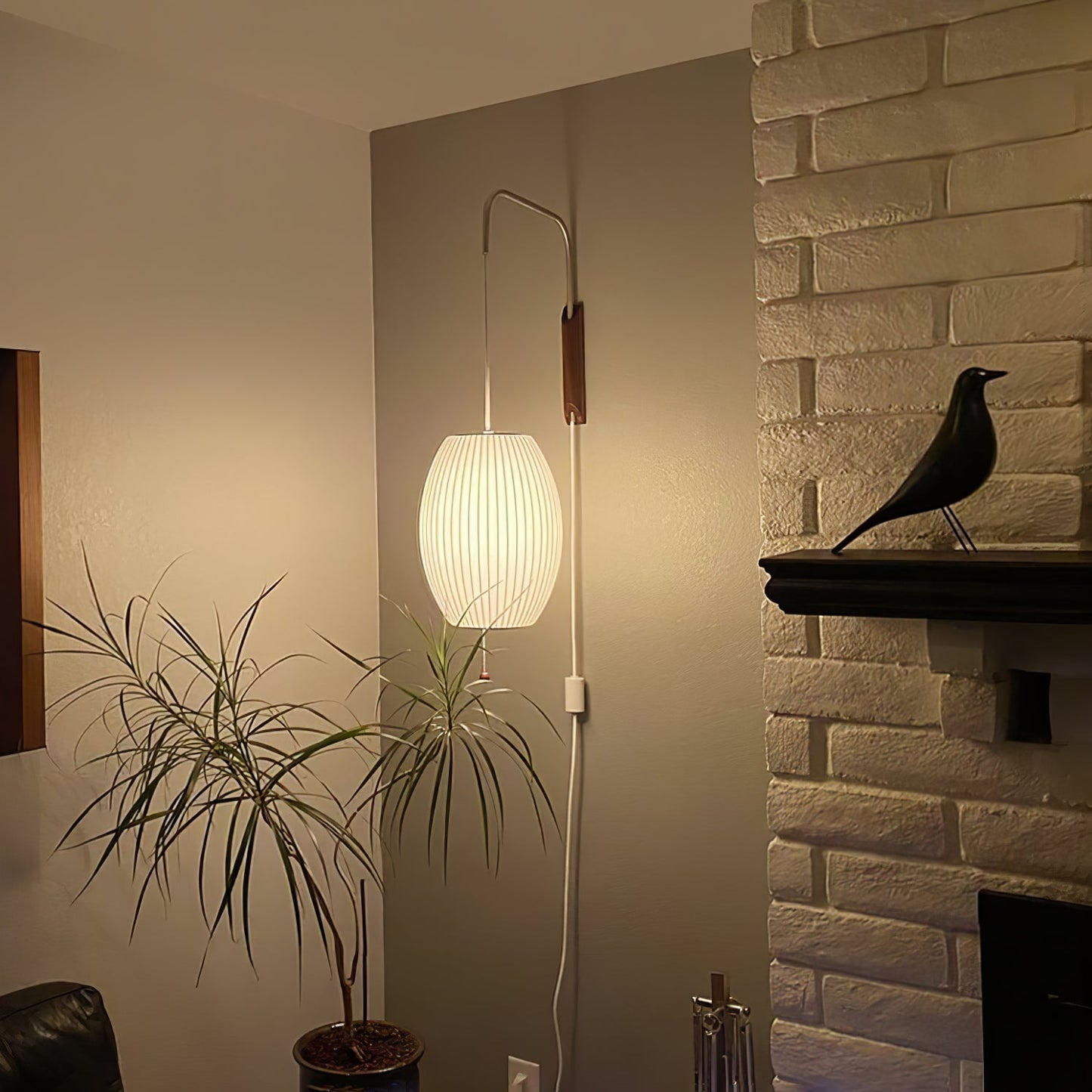 Nelson Wall Sconce | White Polymer & Walnut | Midcentury Design