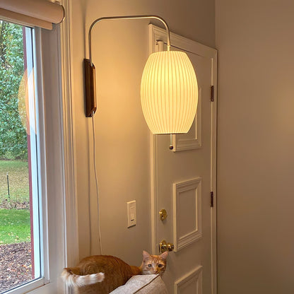 Nelson Wall Sconce | White Polymer & Walnut | Midcentury Design