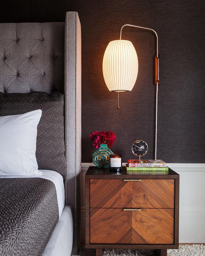 Nelson Wall Sconce | White Polymer & Walnut | Midcentury Design