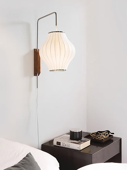 Nelson Wall Sconce | White Polymer & Walnut | Midcentury Design