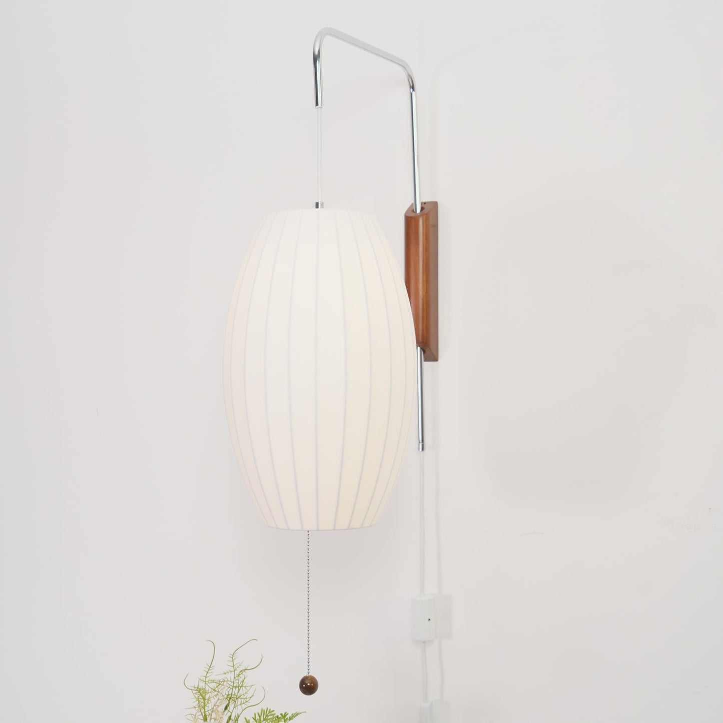 Nelson Wall Sconce | White Polymer & Walnut | Midcentury Design