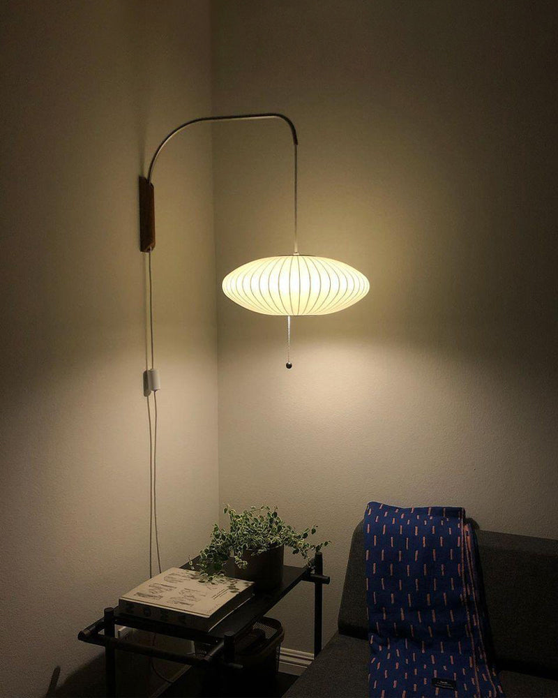 Nelson Wall Sconce | White Polymer & Walnut | Midcentury Design