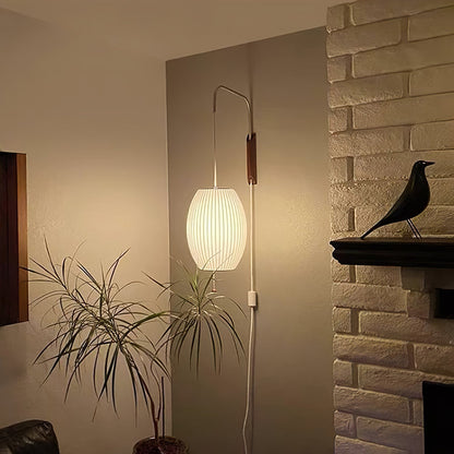 Nelson Wall Sconce | White Polymer & Walnut | Midcentury Design