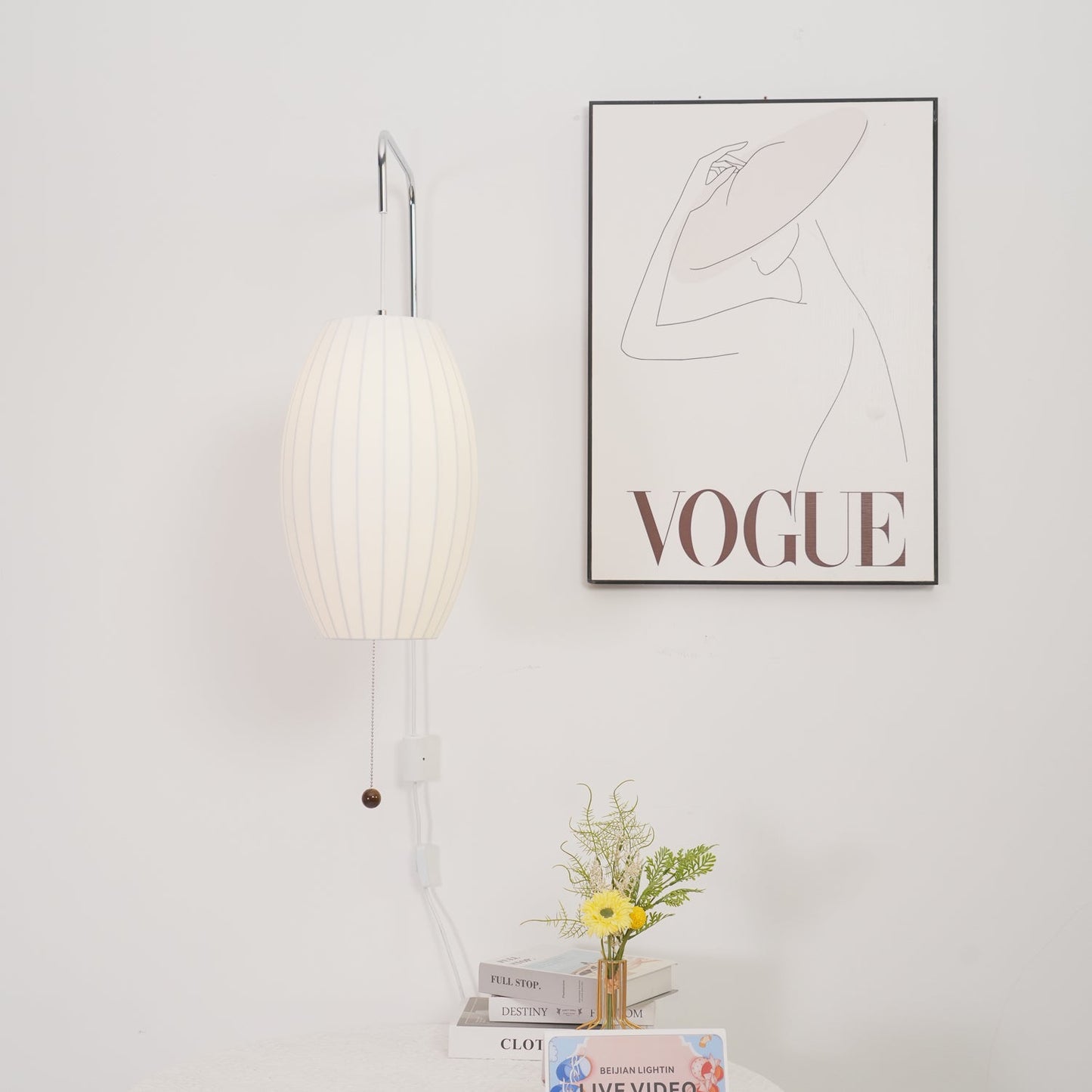 Nelson Wall Sconce | White Polymer & Walnut | Midcentury Design