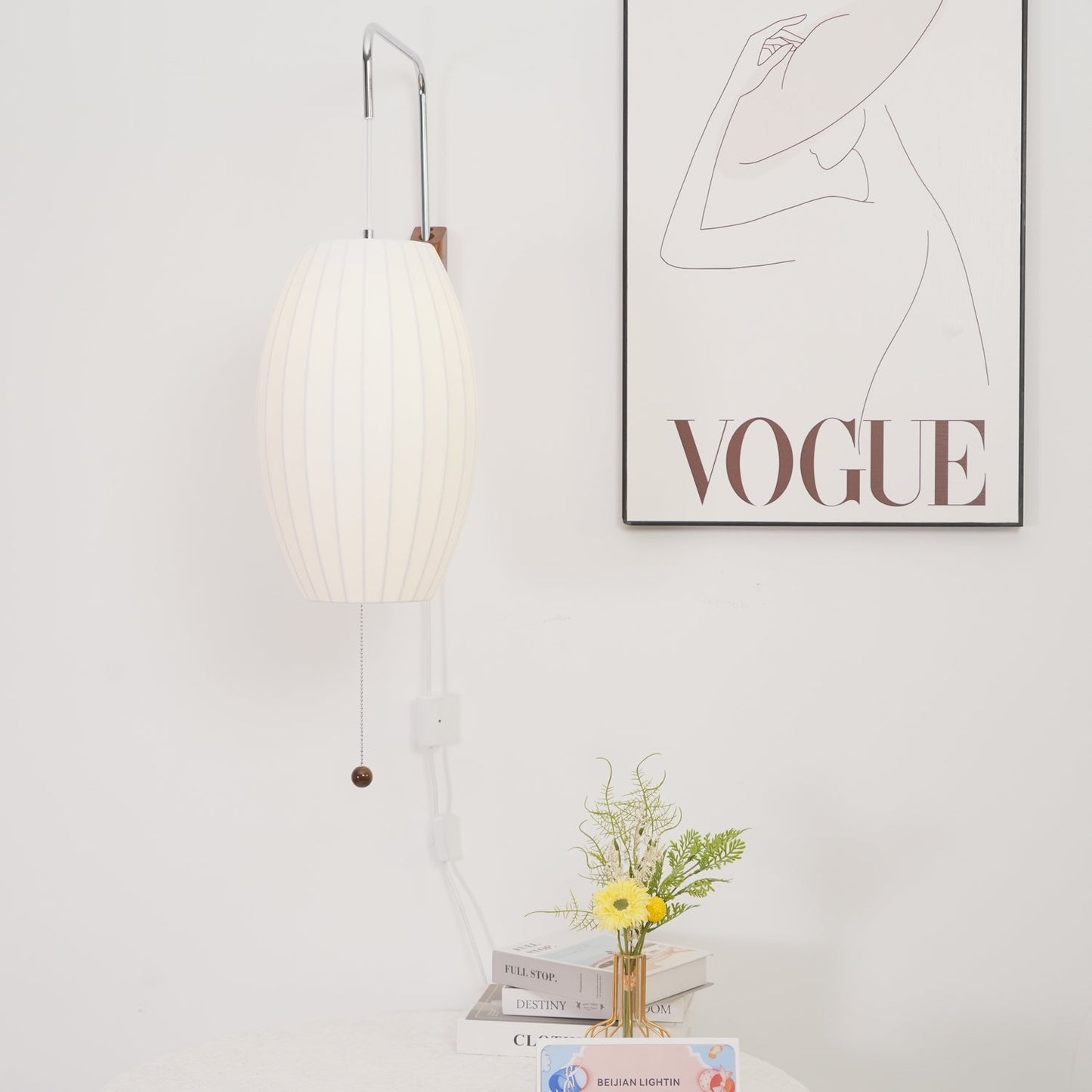 Nelson Wall Sconce | White Polymer & Walnut | Midcentury Design