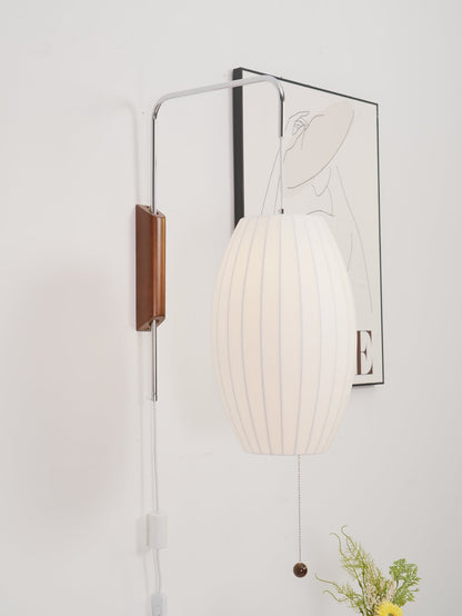 Nelson Wall Sconce | White Polymer & Walnut | Midcentury Design