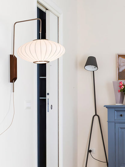 Nelson Wall Sconce | White Polymer & Walnut | Midcentury Design